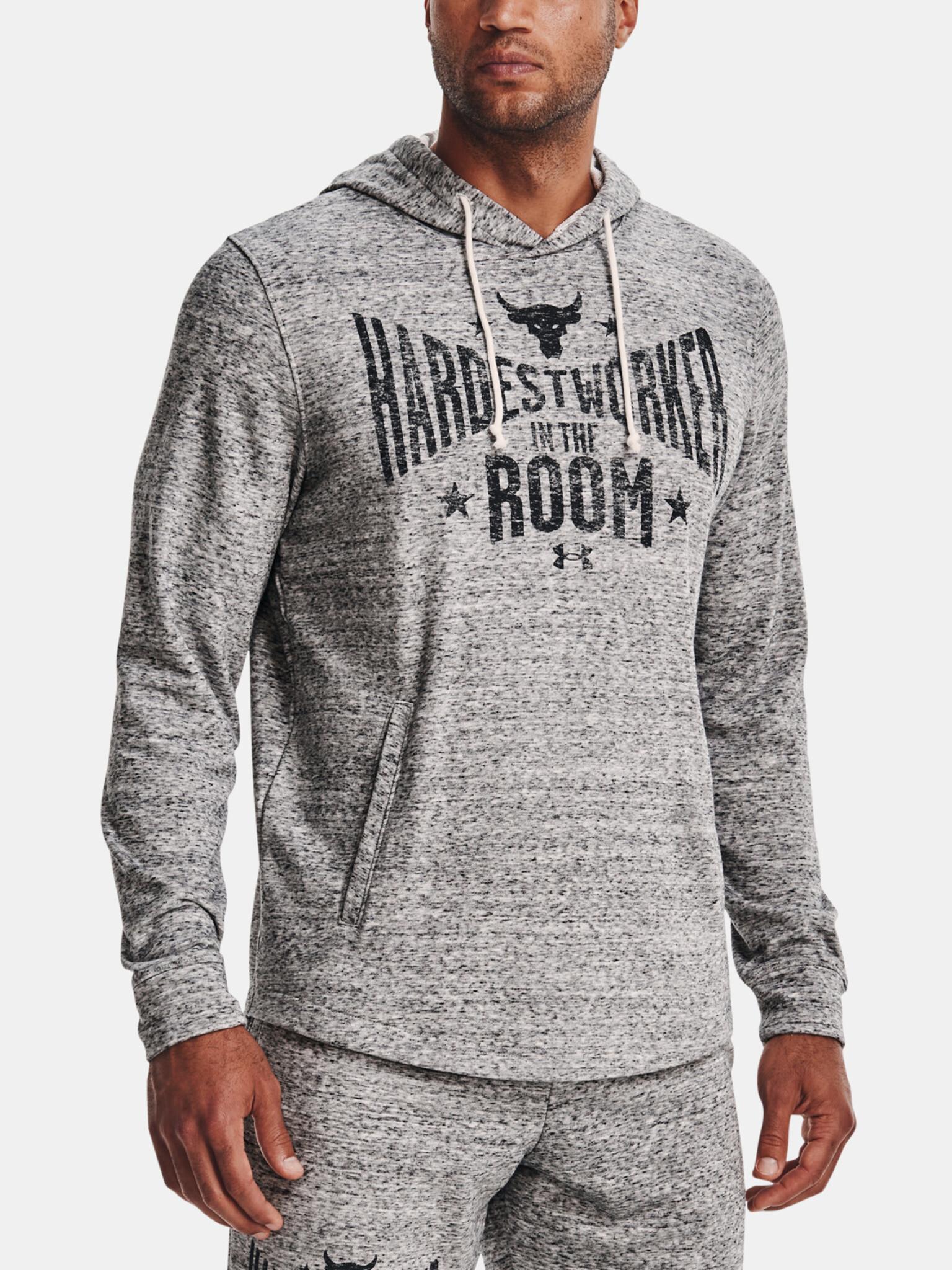 Under Armour UA Project Rock Terry Hoodie Hanorac Alb - Pled.ro