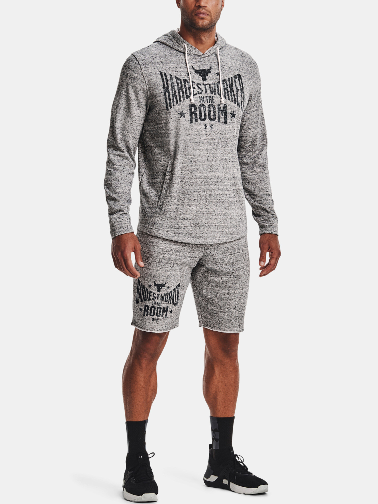 Under Armour UA Project Rock Terry Hoodie Hanorac Alb - Pled.ro