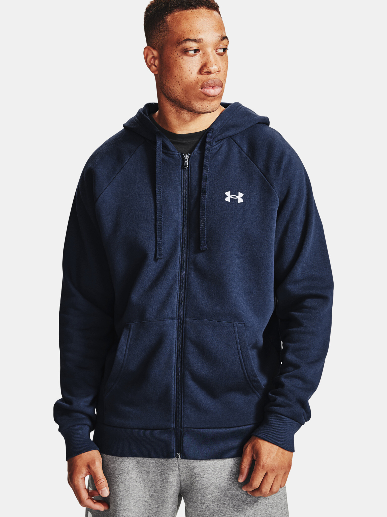 Under Armour UA Rival Cotton FZ Hoodie Hanorac Albastru - Pled.ro