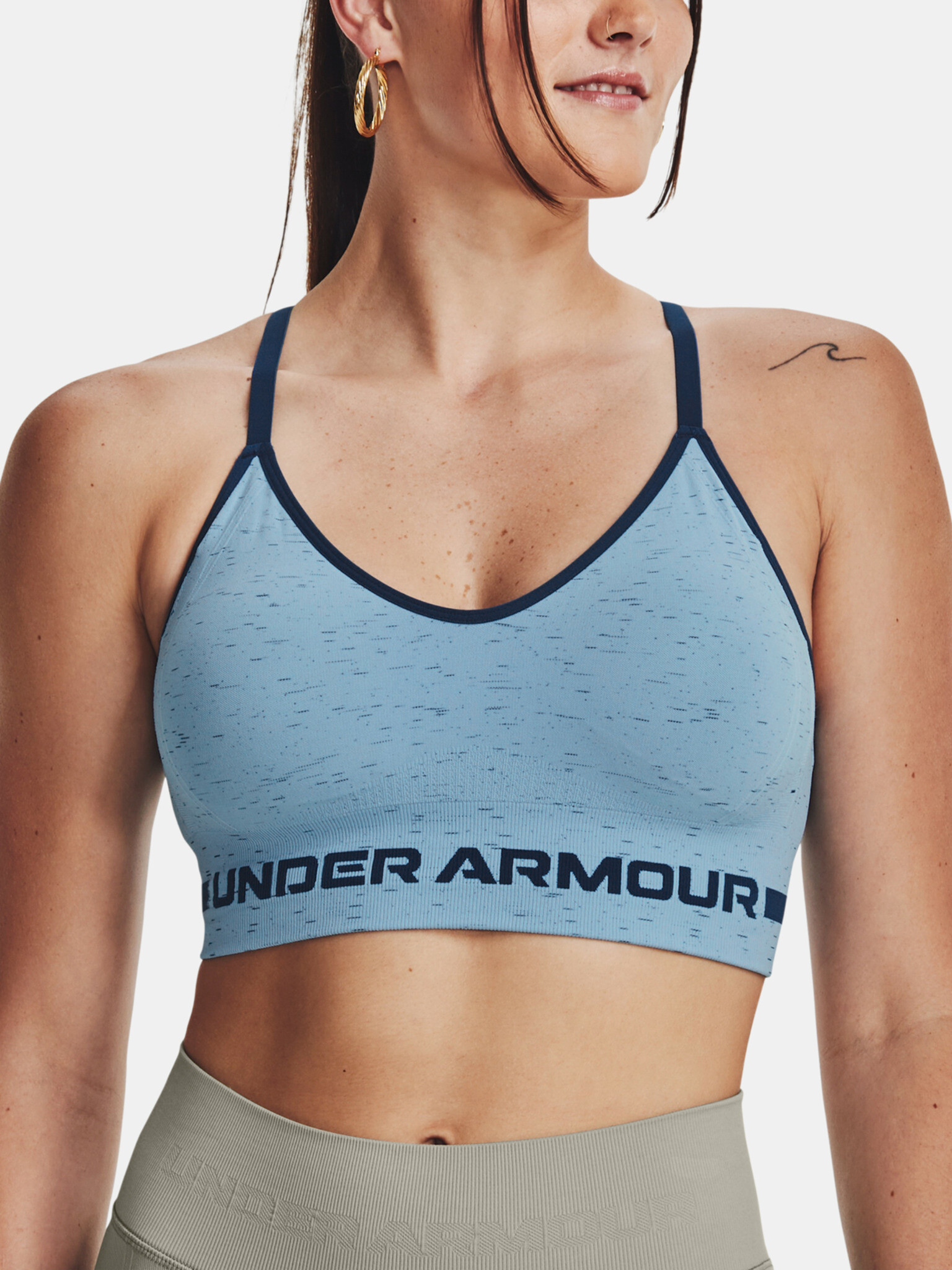 Under Armour UA Seamless Low Long Htr Sport Sutien Albastru - Pled.ro