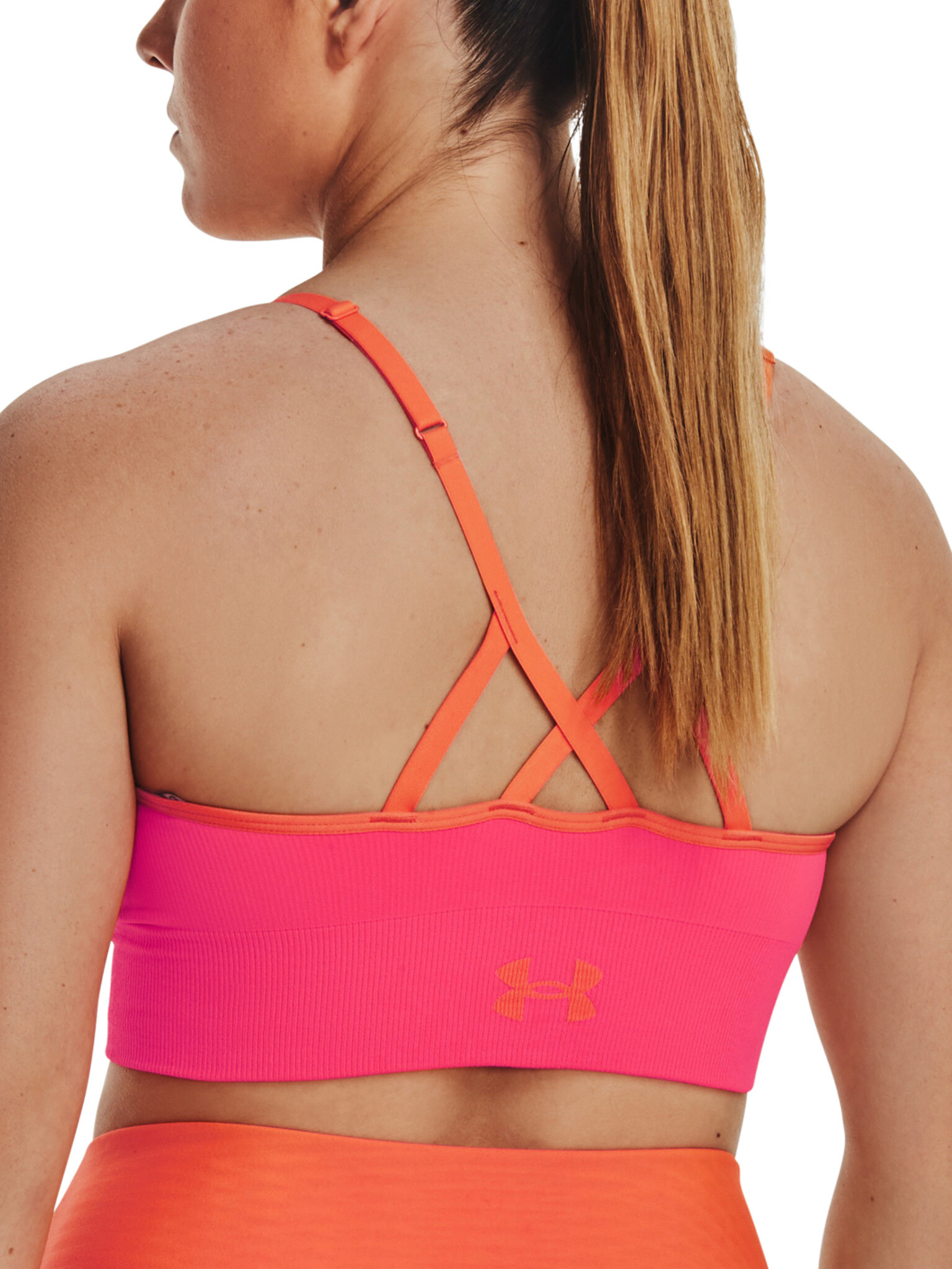 Under Armour UA Seamless Low Long Rib Sport Sutien Roz - Pled.ro