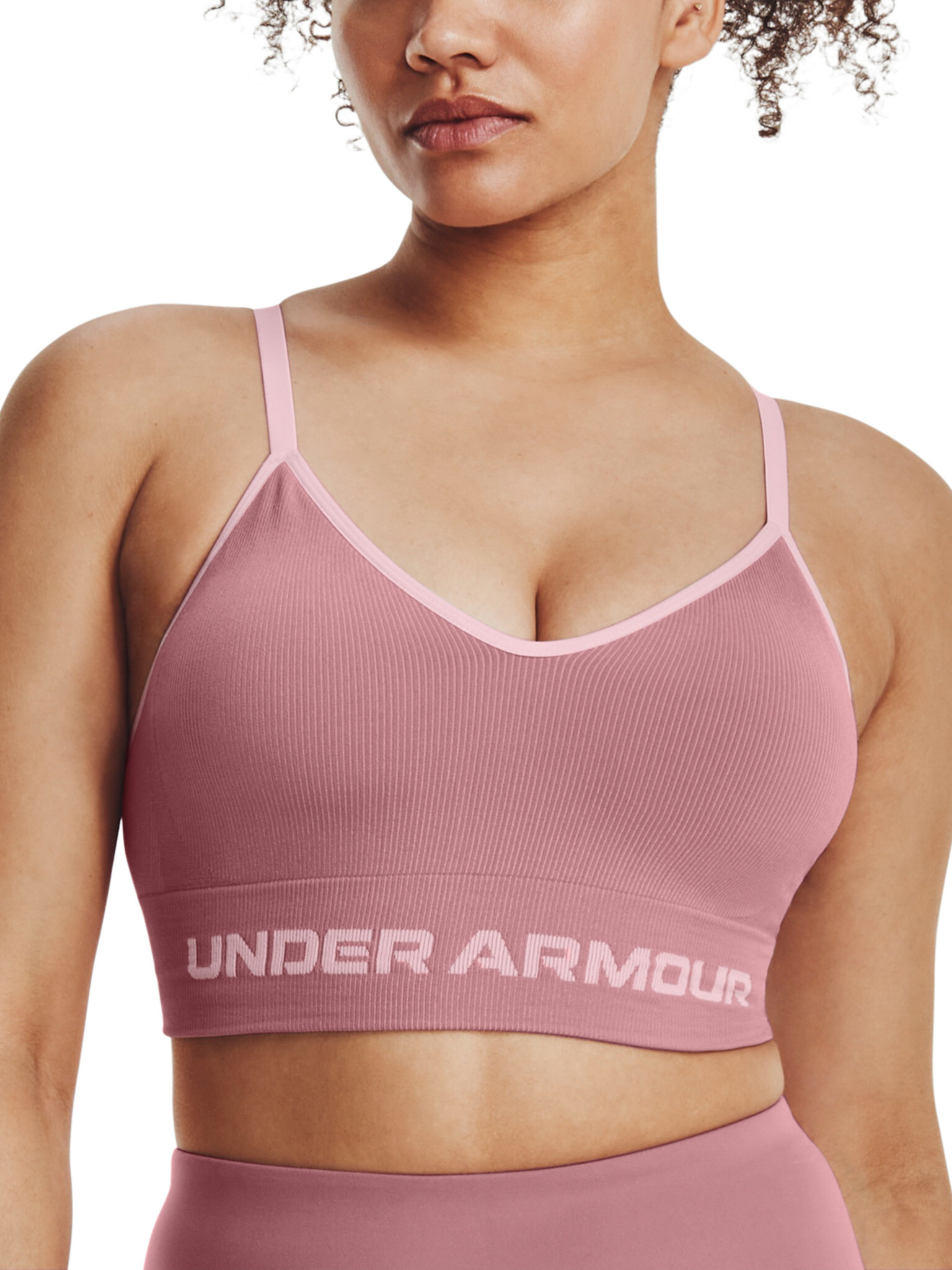 Under Armour UA Seamless Low Long Rib Sport Sutien Roz - Pled.ro