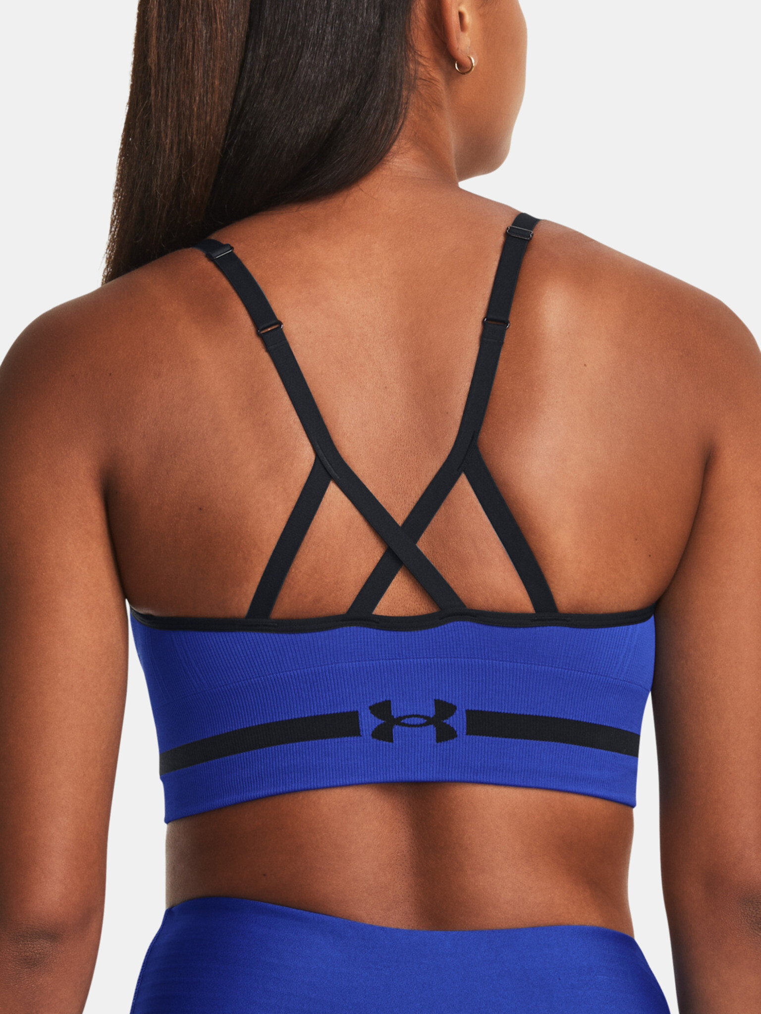 Under Armour UA Seamless Low Long Sport Sutien Albastru - Pled.ro