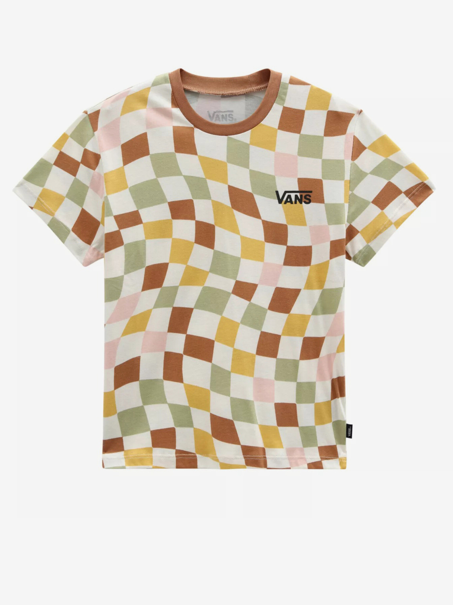 Vans Checker Print Tricou pentru copii Maro - Pled.ro