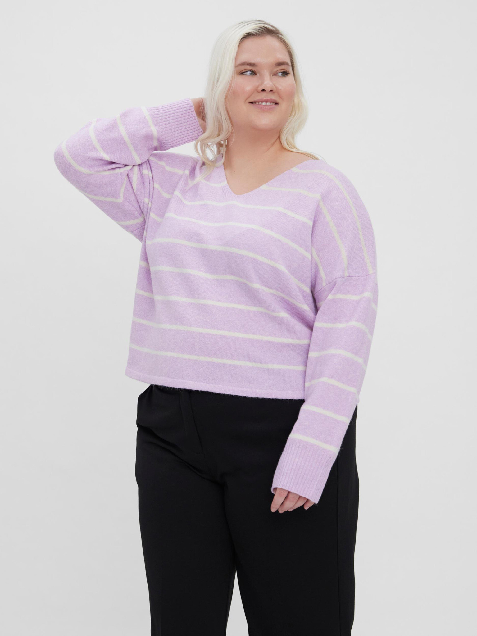 Vero Moda Curve Doffy Pulover Violet - Pled.ro