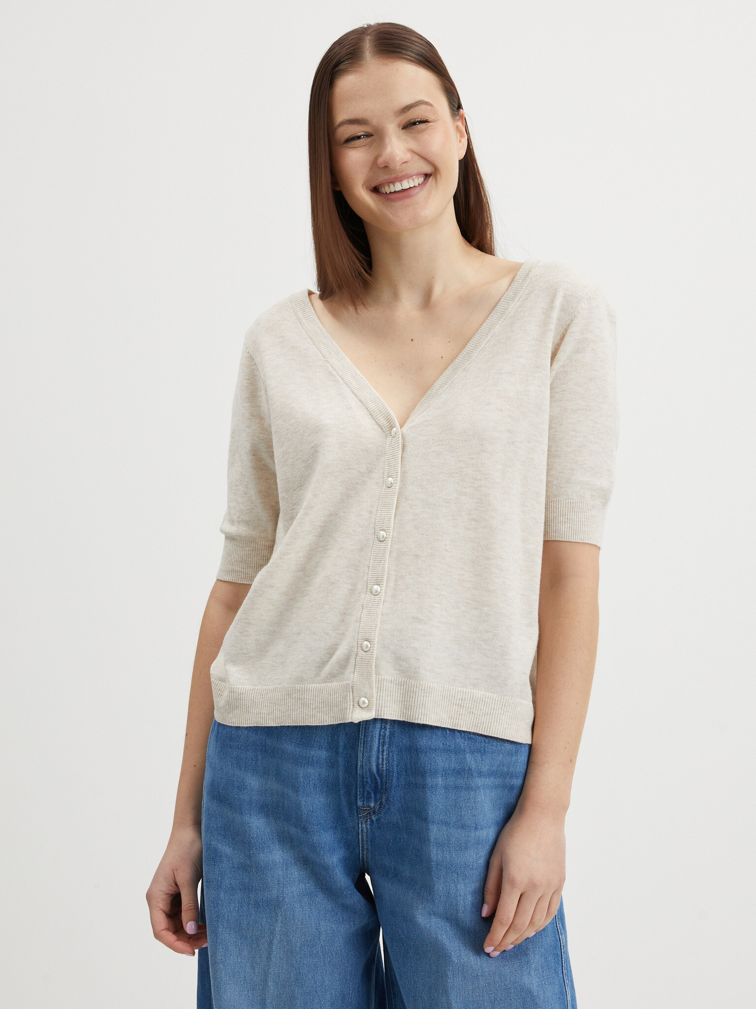 Vila Comfy Cardigan Bej - Pled.ro