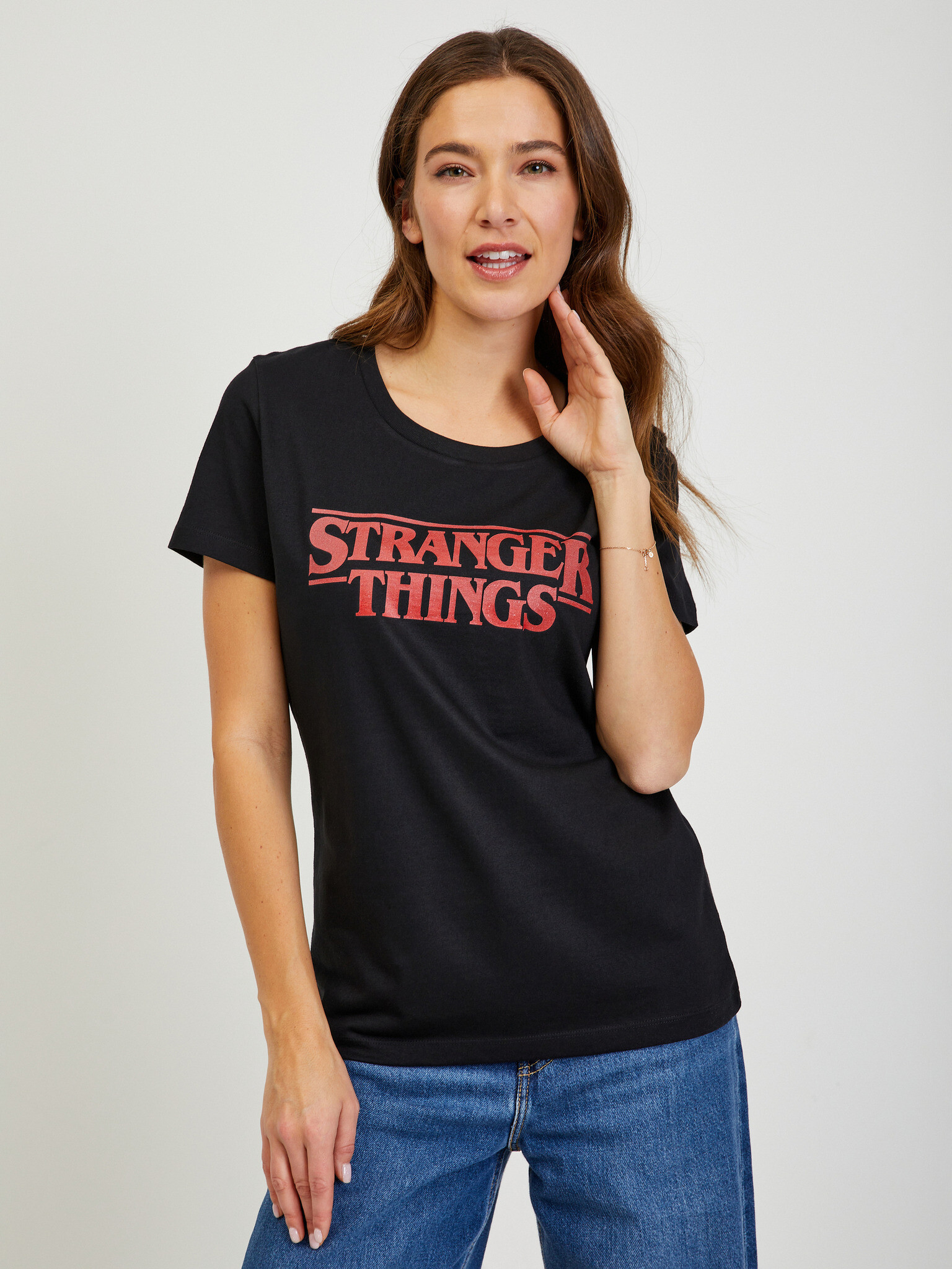 ZOOT.Fan Netflix Stranger Things Logo Tricou Negru - Pled.ro