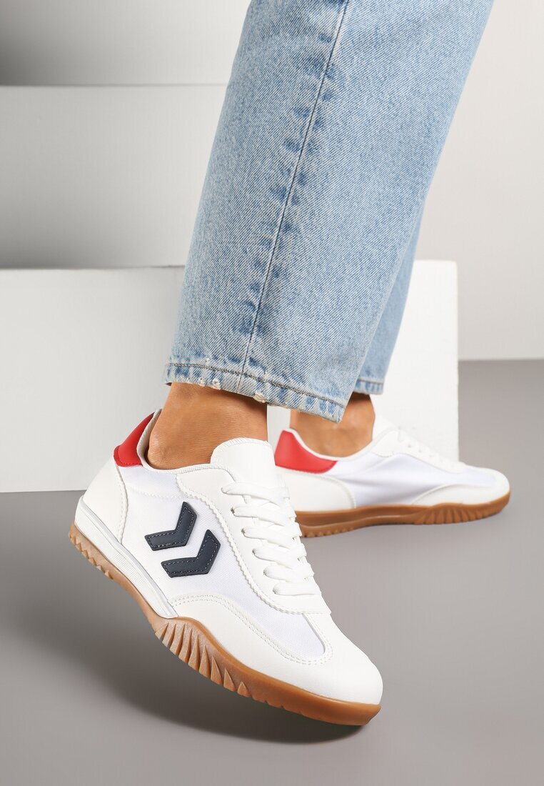 888 Adidași Alb-roșii în stilul Tenișilor Clasici cu Cusături Decorative Mepnia