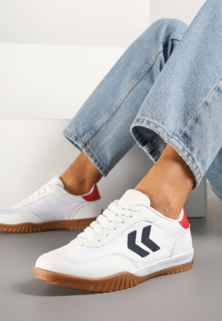 888 Adidași Alb-roșii în stilul Tenișilor Clasici cu Cusături Decorative Mepnia
