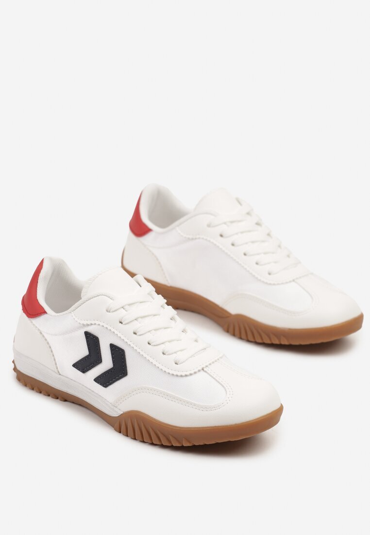 888 Adidași Alb-roșii în stilul Tenișilor Clasici cu Cusături Decorative Mepnia