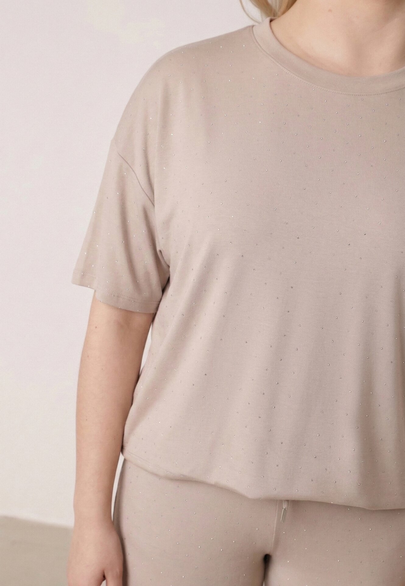 ab. ambitonfly Compleu Bej Din Bumbac Oversize Tricou și Pantaloni Azilane