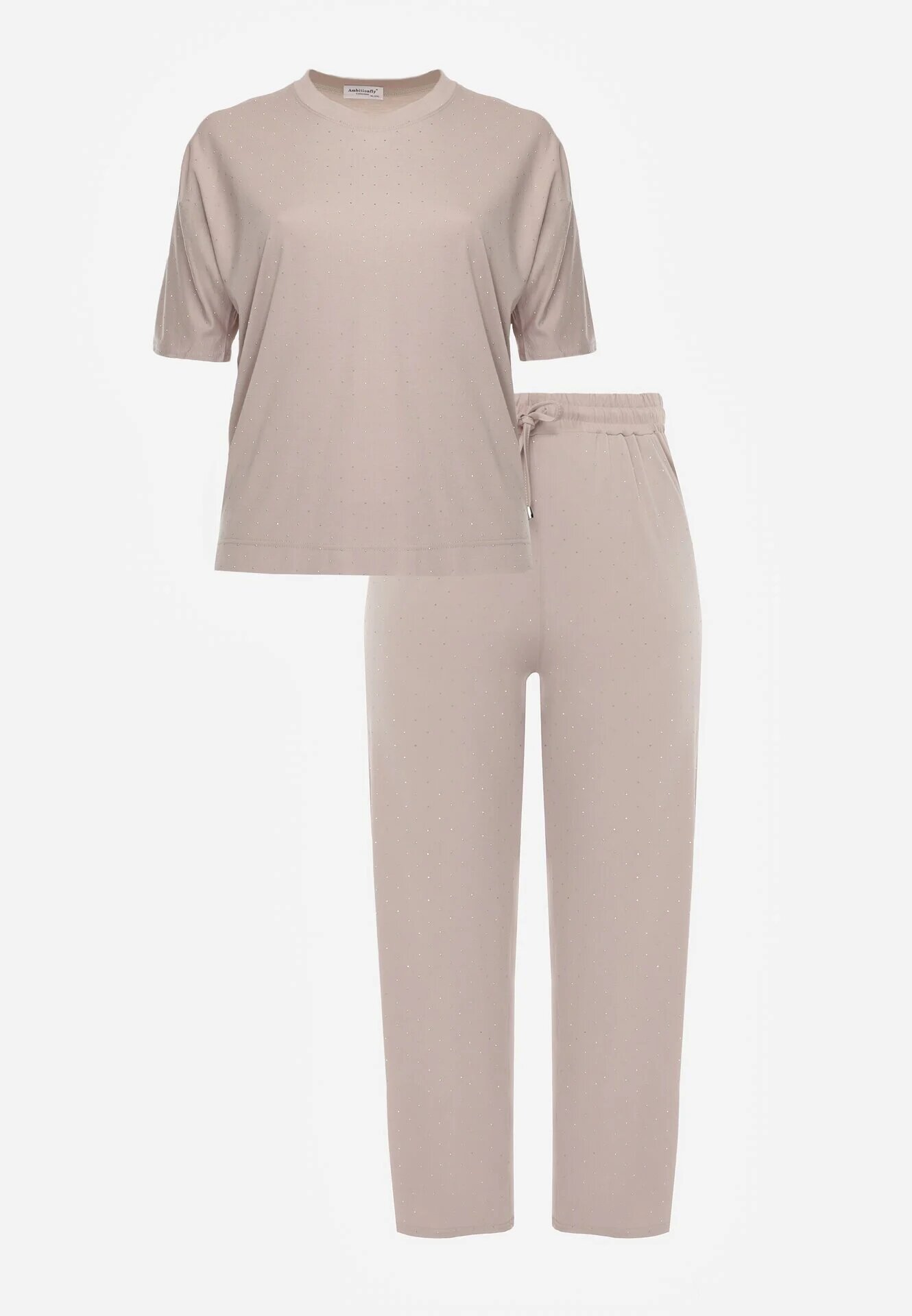 ab. ambitonfly Compleu Bej Din Bumbac Oversize Tricou și Pantaloni Azilane