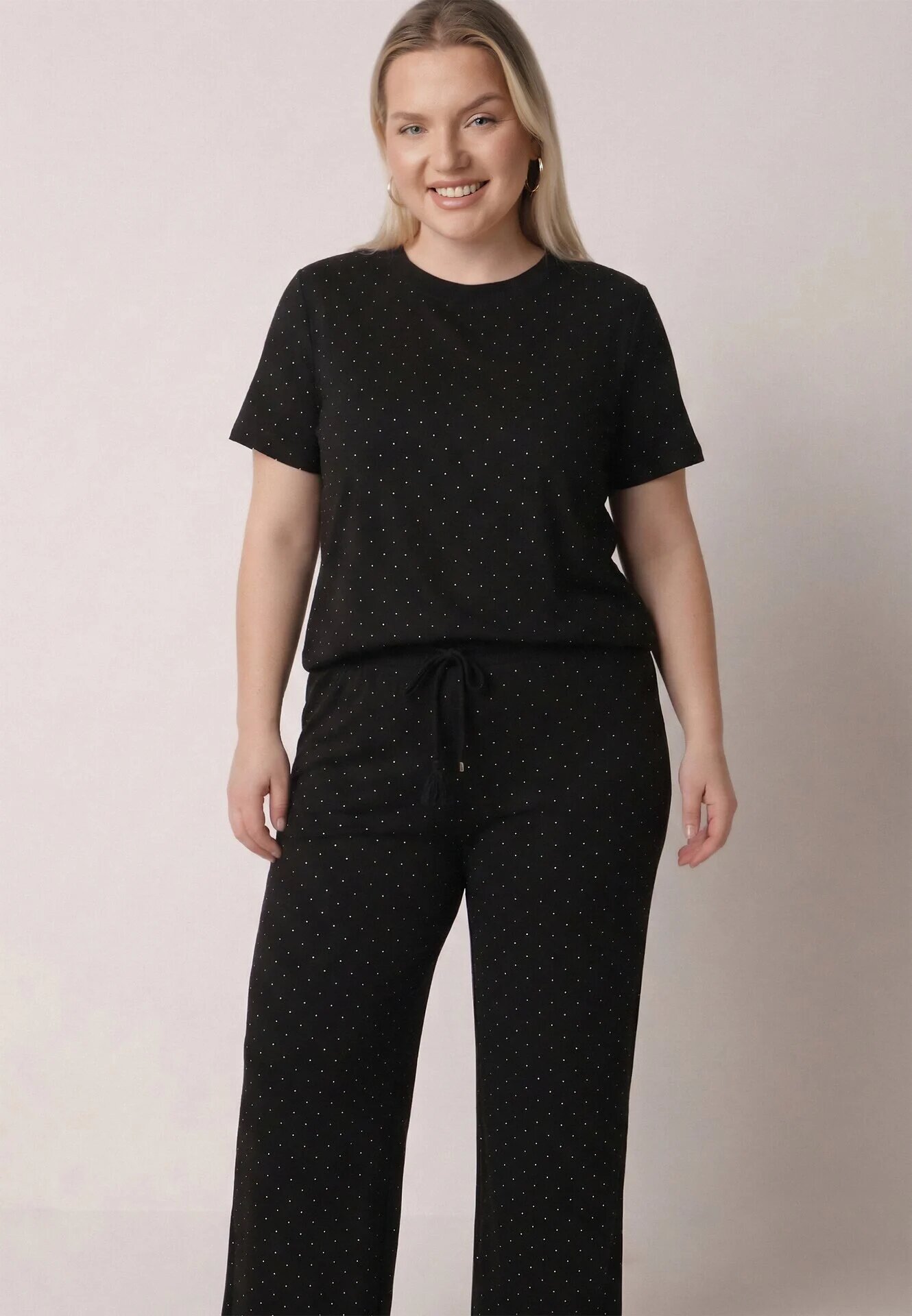 ab. ambitonfly Compleu Negru de Bumbac Croială Oversize Tricou și Pantaloni Azilane