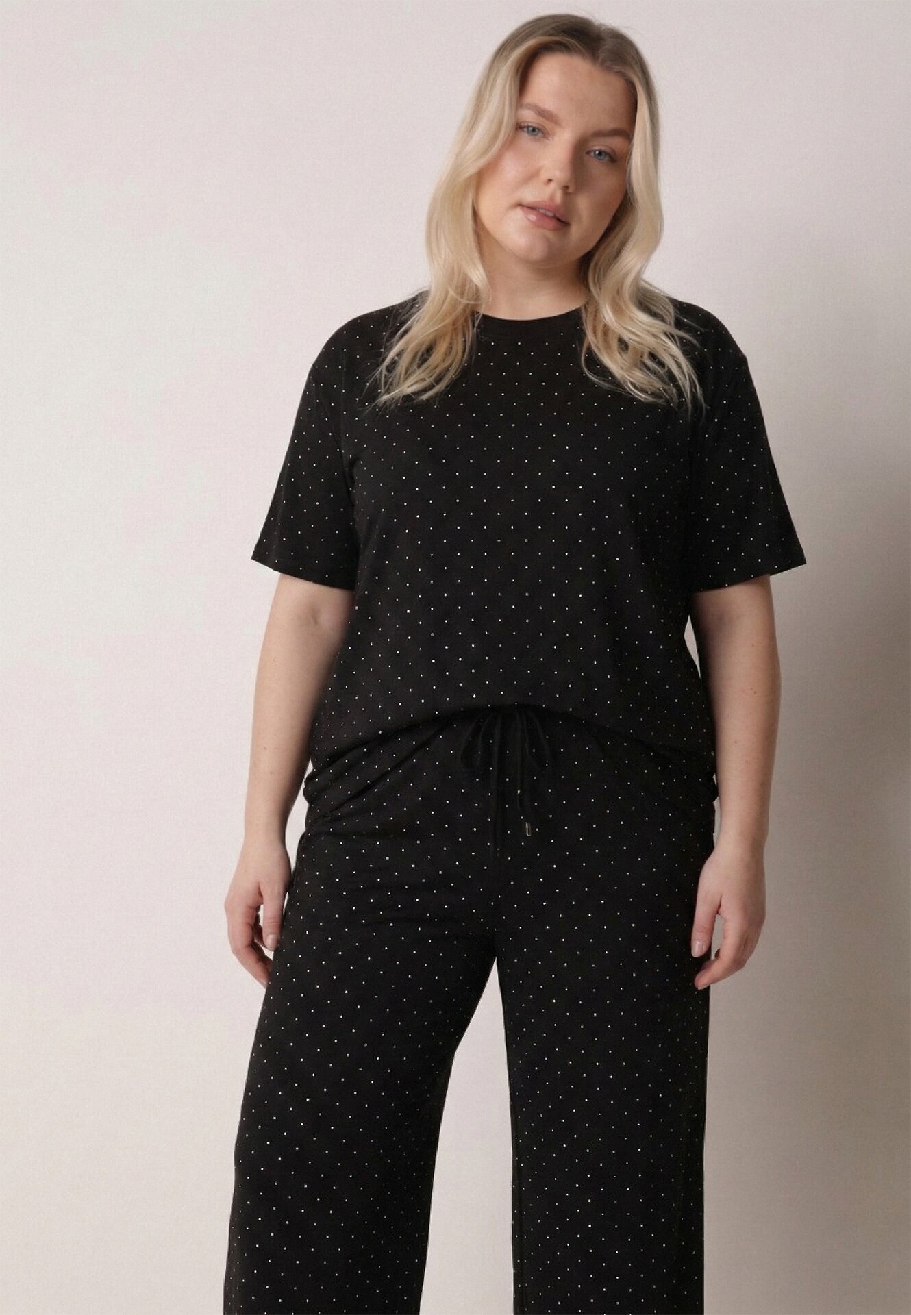 ab. ambitonfly Compleu Negru de Bumbac Croială Oversize Tricou și Pantaloni Azilane