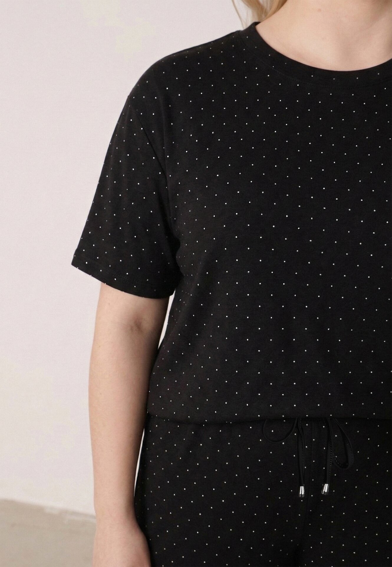 ab. ambitonfly Compleu Negru de Bumbac Croială Oversize Tricou și Pantaloni Azilane
