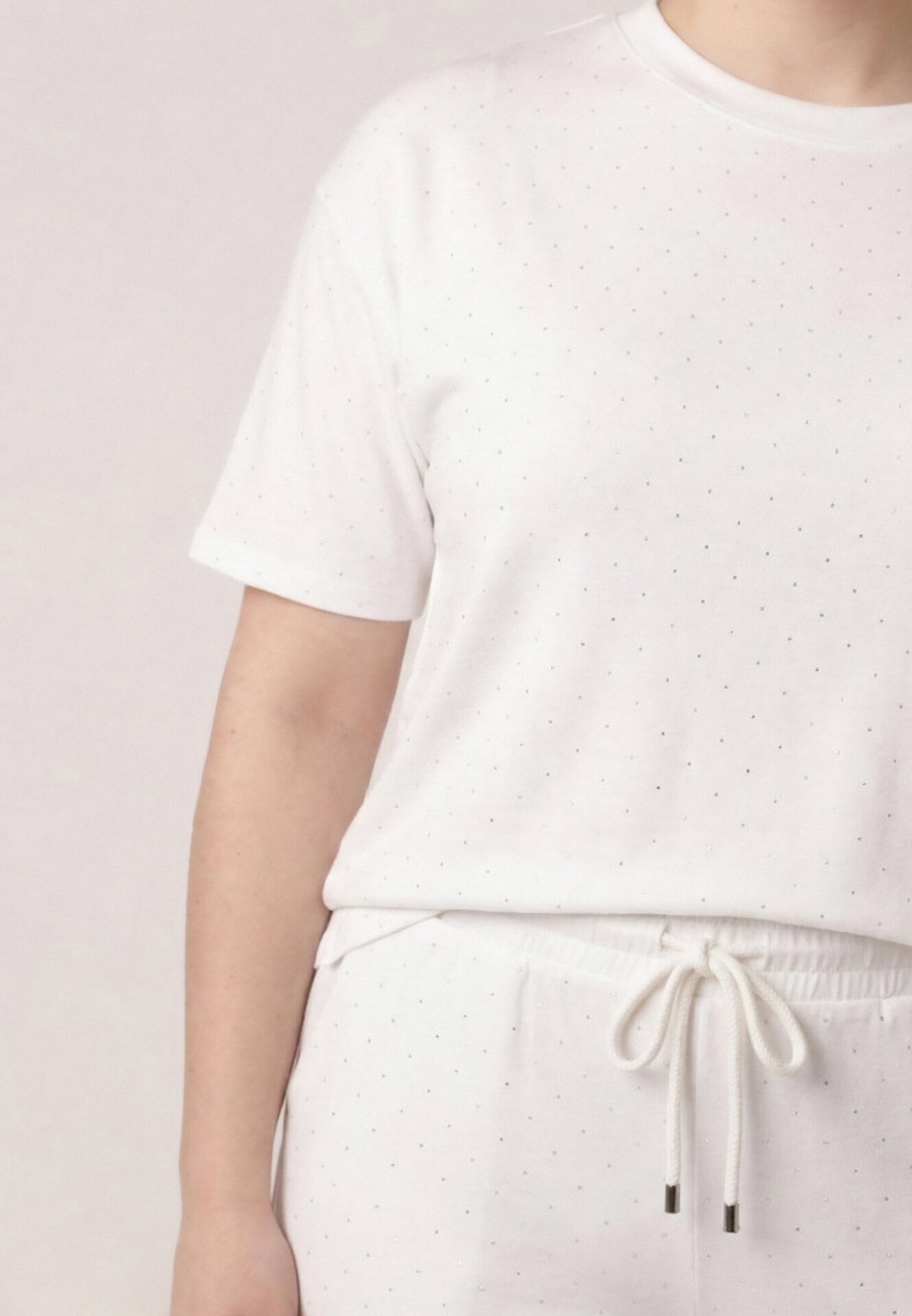 ab. ambitonfly Set Alb din bumbac Stil Oversize Tricou și Pantaloni Azilane