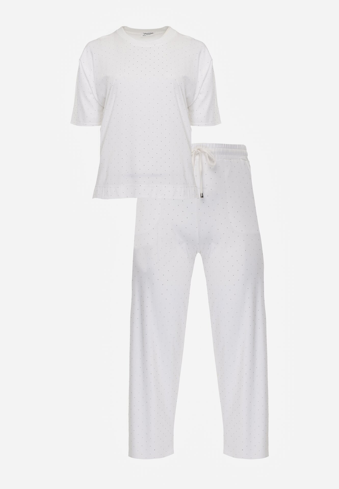 ab. ambitonfly Set Alb din bumbac Stil Oversize Tricou și Pantaloni Azilane