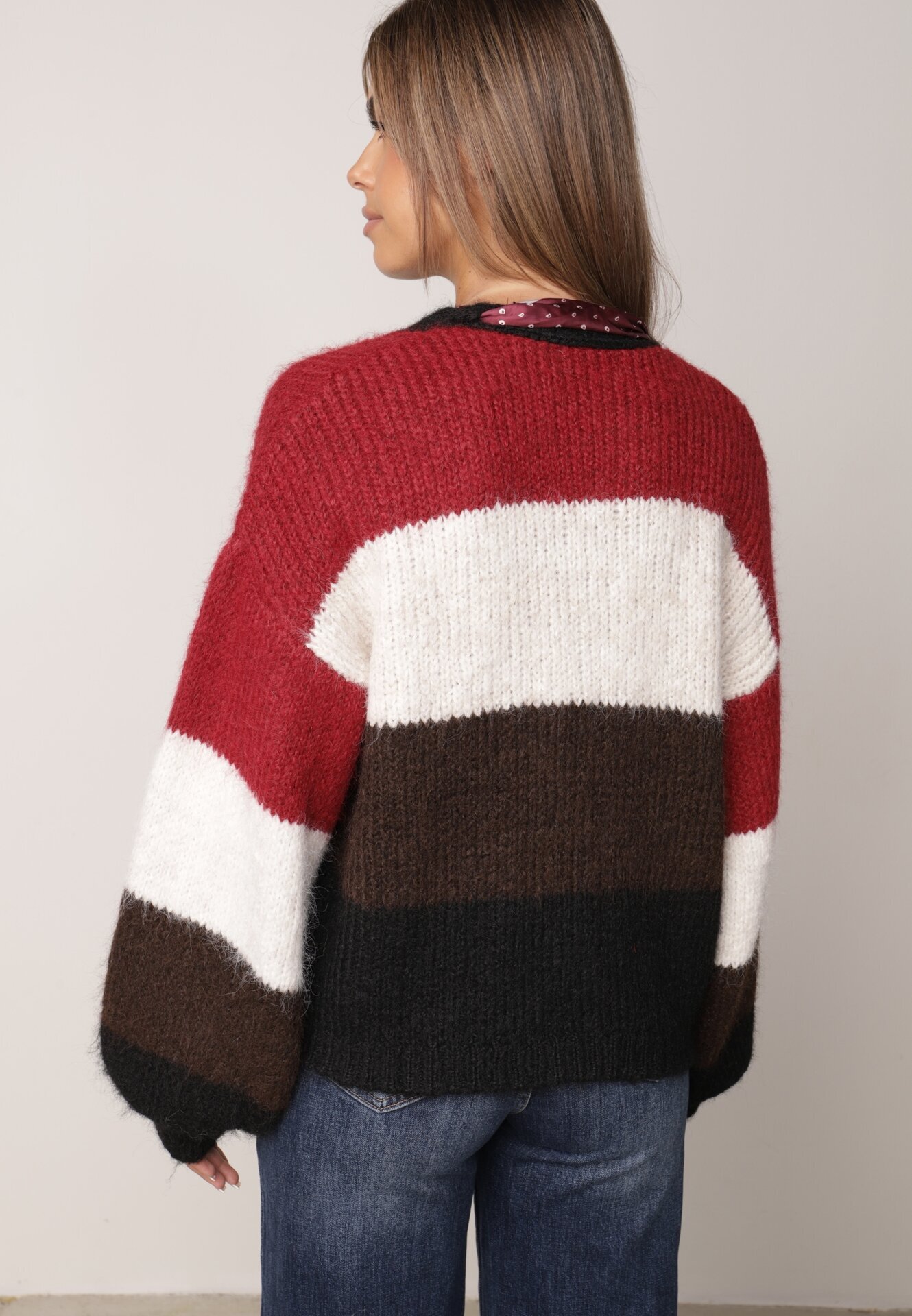 acajo Cardigan cu lână vâscoză și bumbac decorat cu eșarfă la decolteu Brettore Roșu