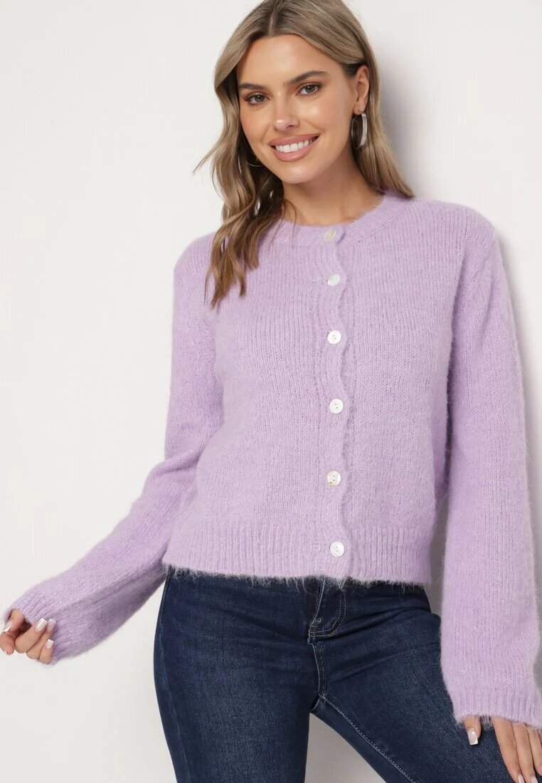 acajo Cardigan Violet Casual cu Croială Clasică Riathiel