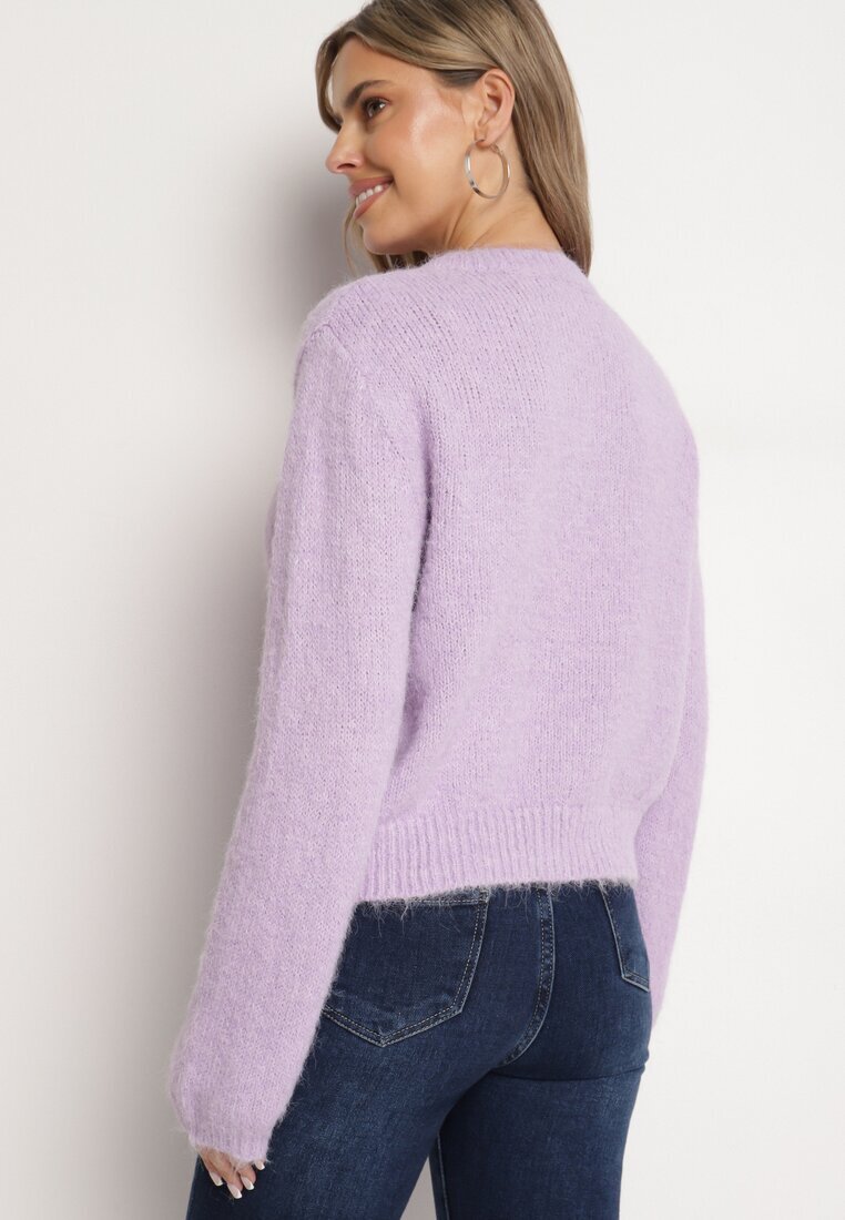 acajo Cardigan Violet Casual cu Croială Clasică Riathiel