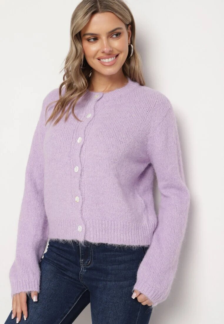 acajo Cardigan Violet Casual cu Croială Clasică Riathiel