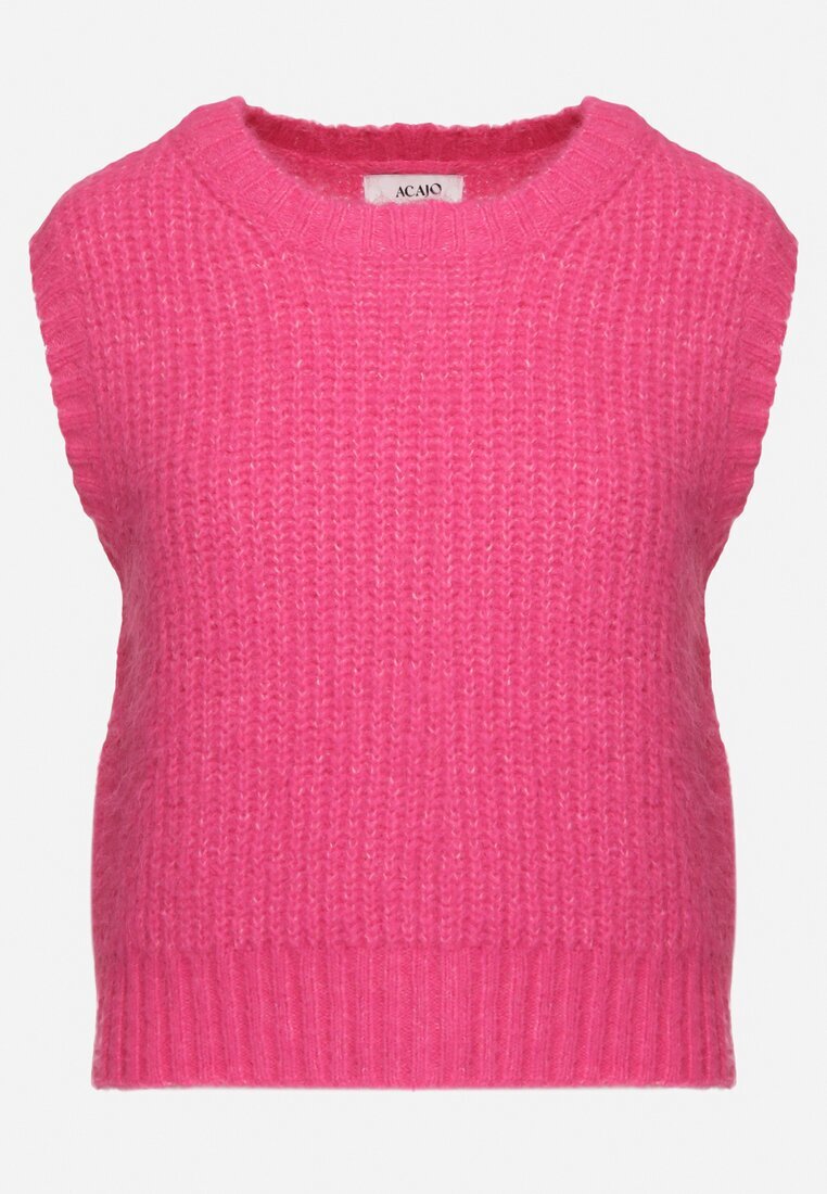 acajo Vestă Roză Striată Cu Lână Tip Pulover Sintille