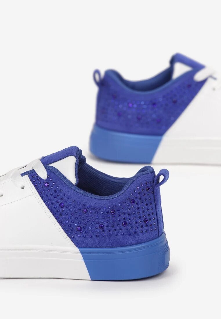  Adidași Alb-Albastre Cu șireturi cu talpă plată cu Zirconii Decorative Gimena