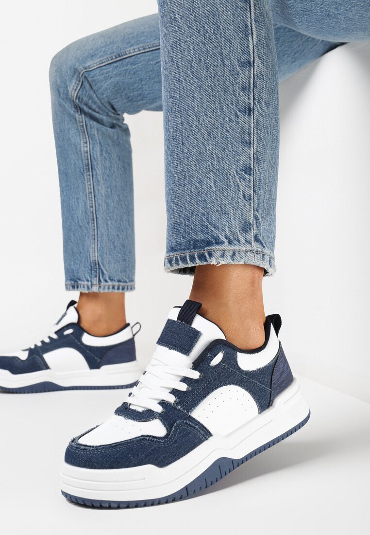  Adidași Alb-Bleumarin Sub gleznă cu Inserții Decorative Armine