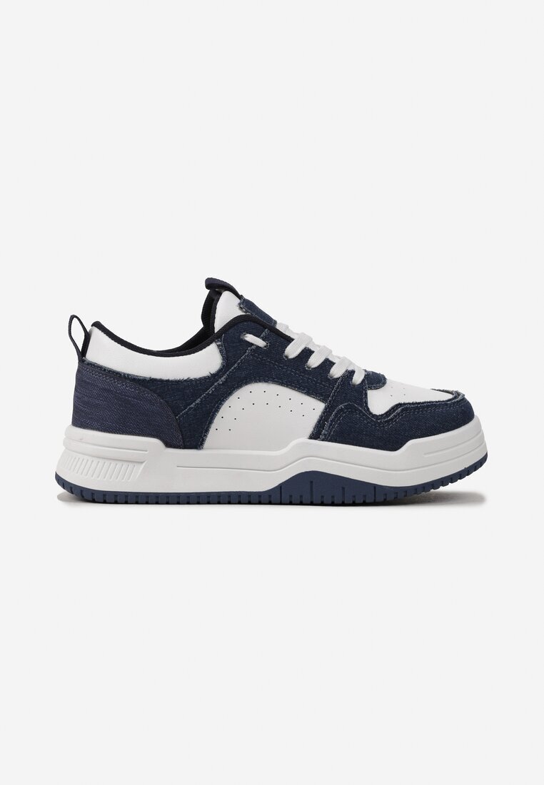  Adidași Alb-Bleumarin Sub gleznă cu Inserții Decorative Armine