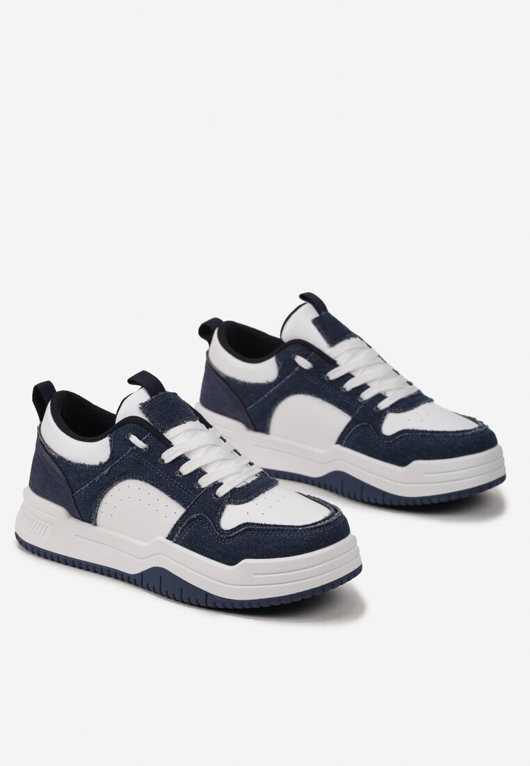  Adidași Alb-Bleumarin Sub gleznă cu Inserții Decorative Armine