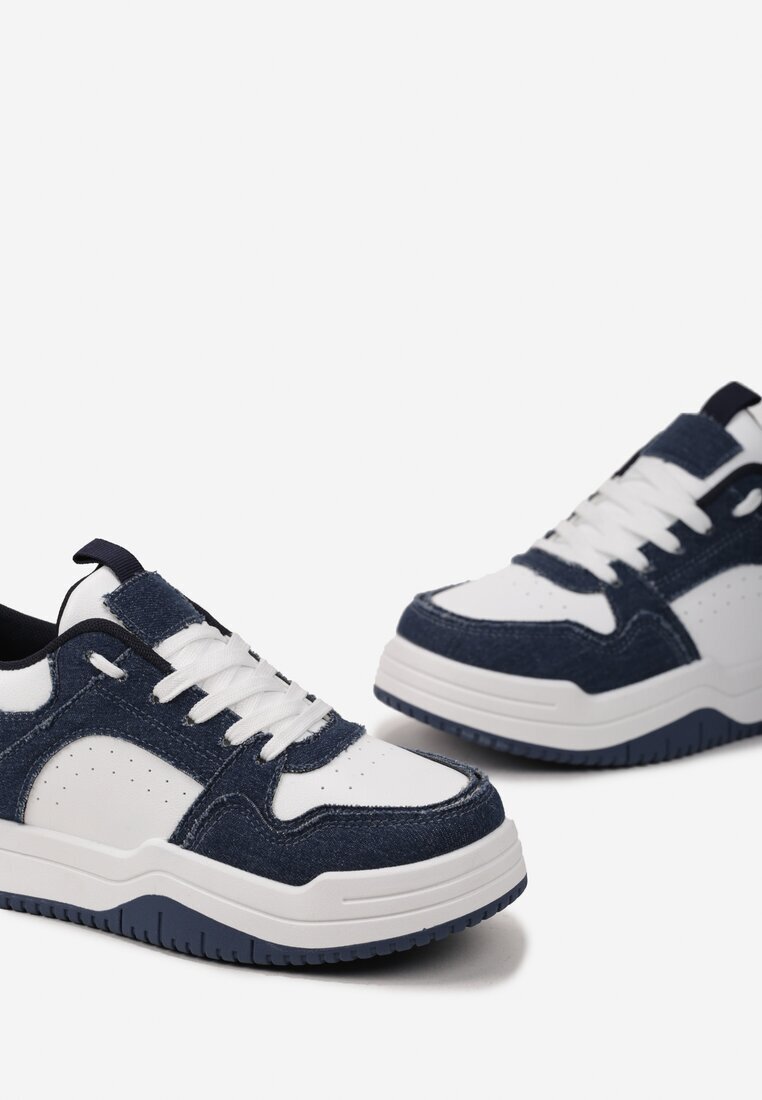  Adidași Alb-Bleumarin Sub gleznă cu Inserții Decorative Armine