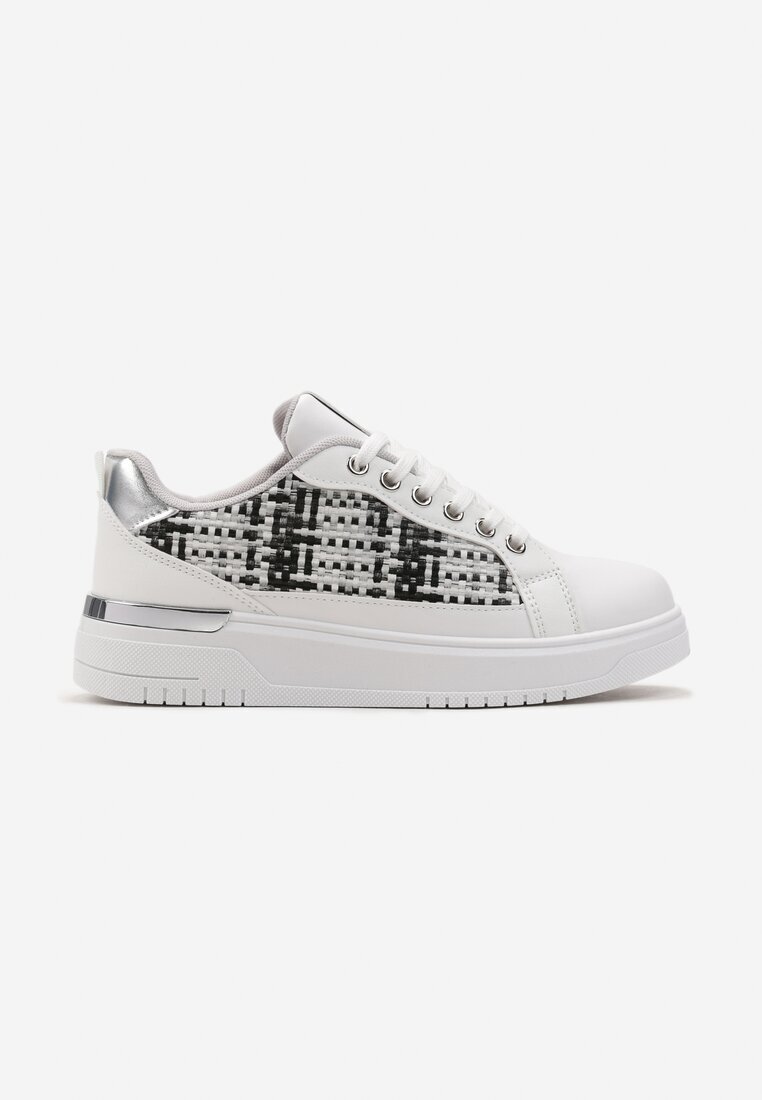  Adidași Alb-Gri cu Inserție din Tweed Ecafa
