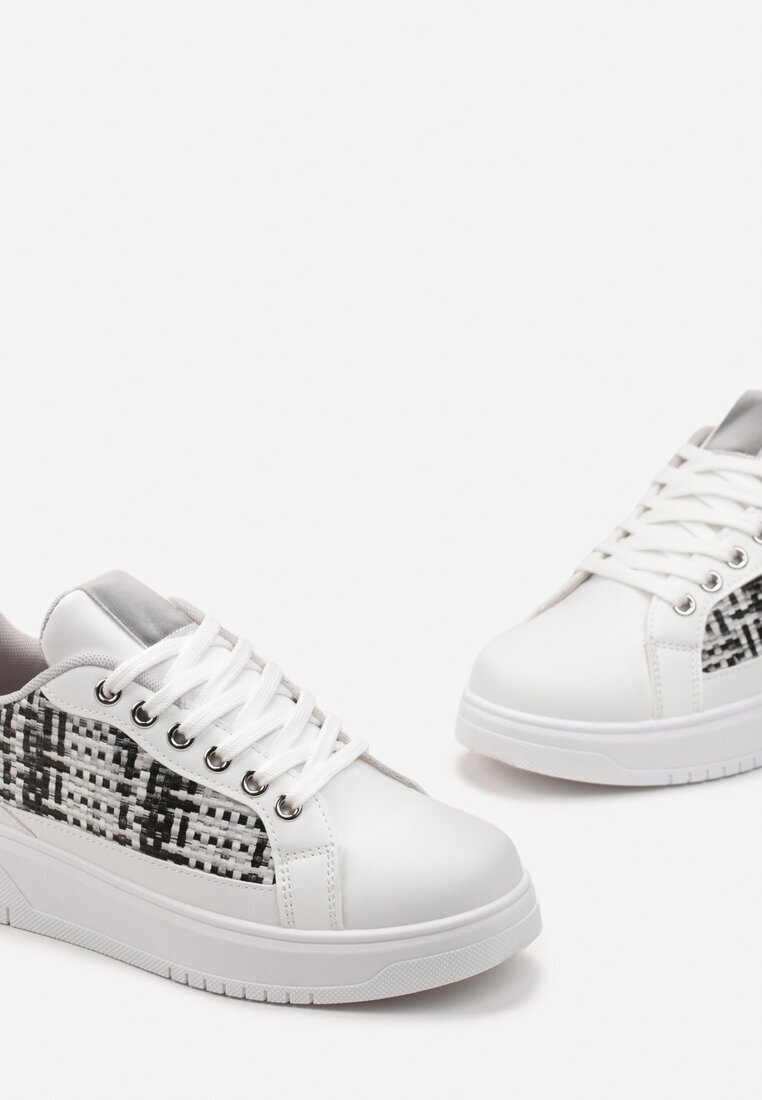  Adidași Alb-Gri cu Inserție din Tweed Ecafa