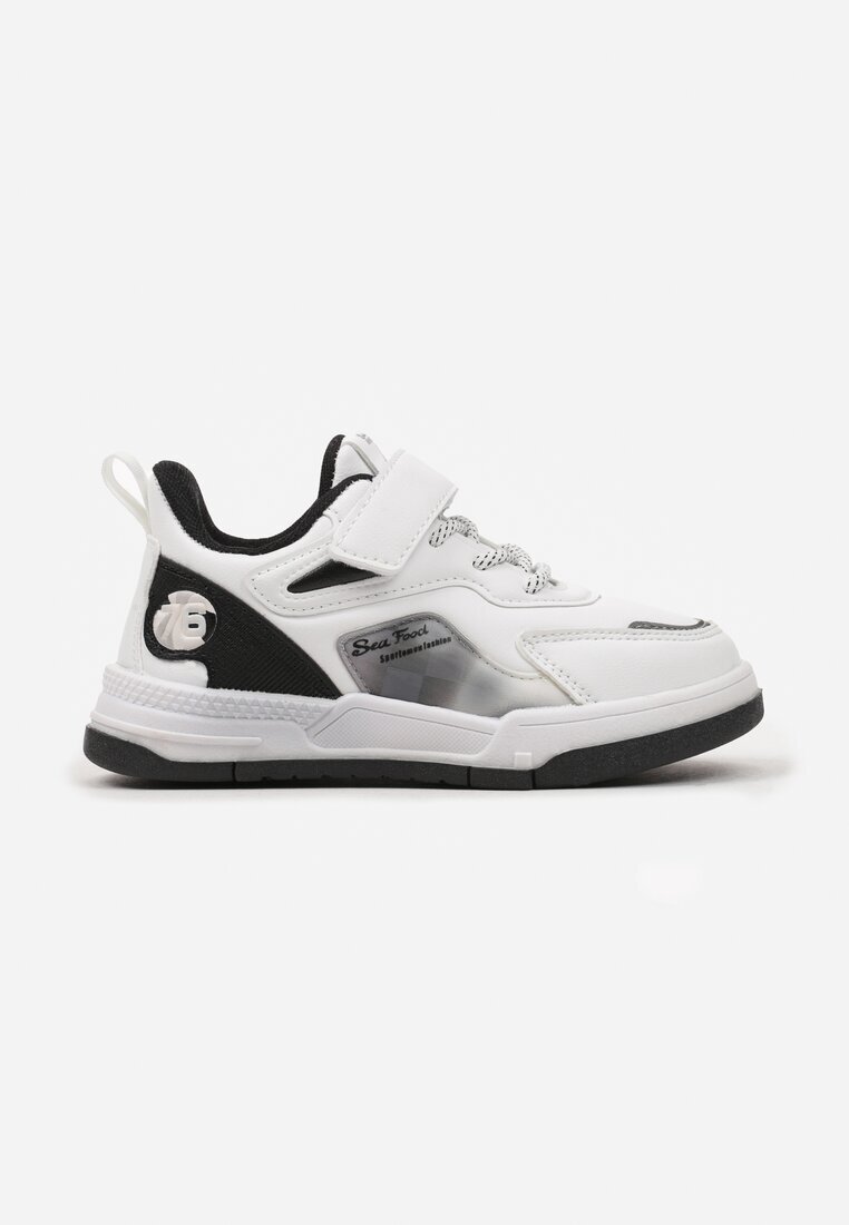  Adidași alb-negru cu talpă plată cu arici decorați cu șireturi Lavarae
