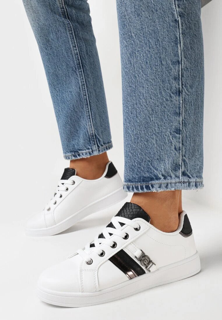  Adidași Alb-Negru până la gleznă cu cataramă decorativă Vilorea