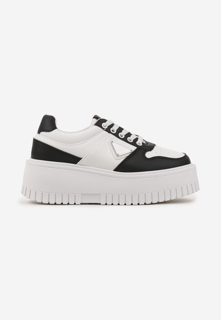  Adidași Alb-Negru pe Platformă Striată Feniora