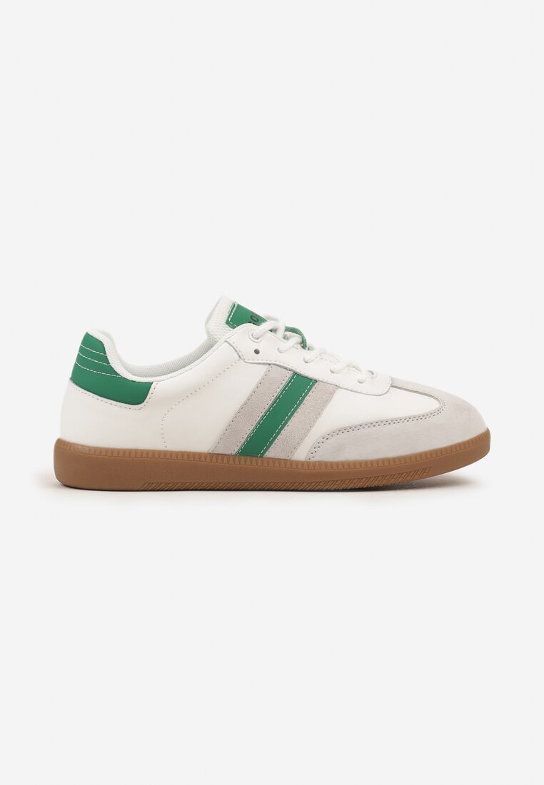  Adidași Alb-Verzi Plați Din Piele Decorați cu Dungi Navilen