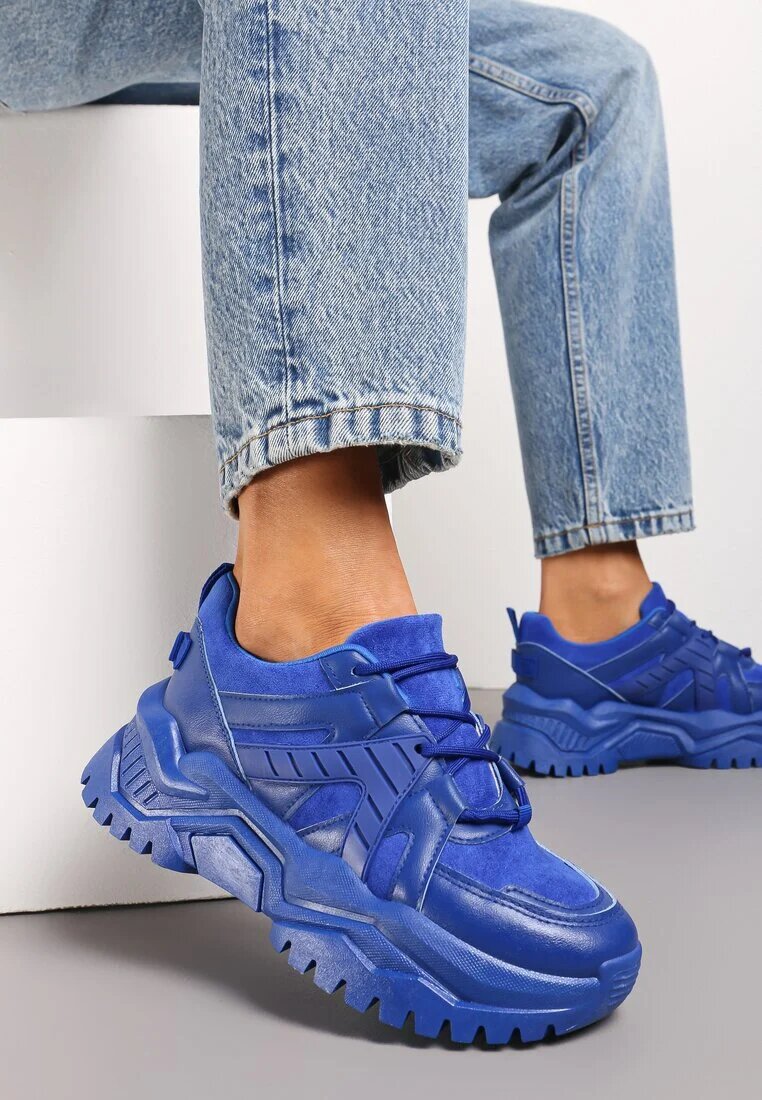 Adidași Albastre cu Talpă Groasă cu Inserții Naindia