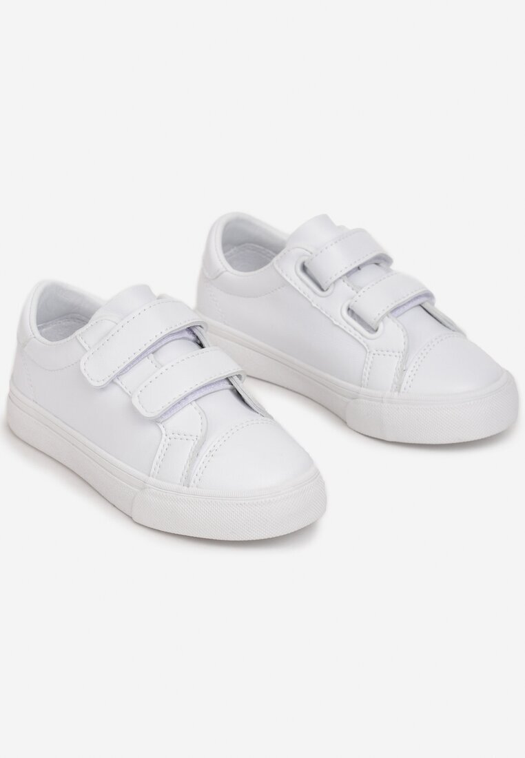 Adidași Albi cu fața din piele cu talpă plată și scai Jameria