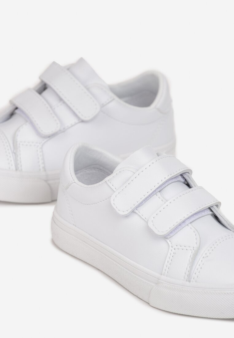  Adidași Albi cu fața din piele cu talpă plată și scai Jameria