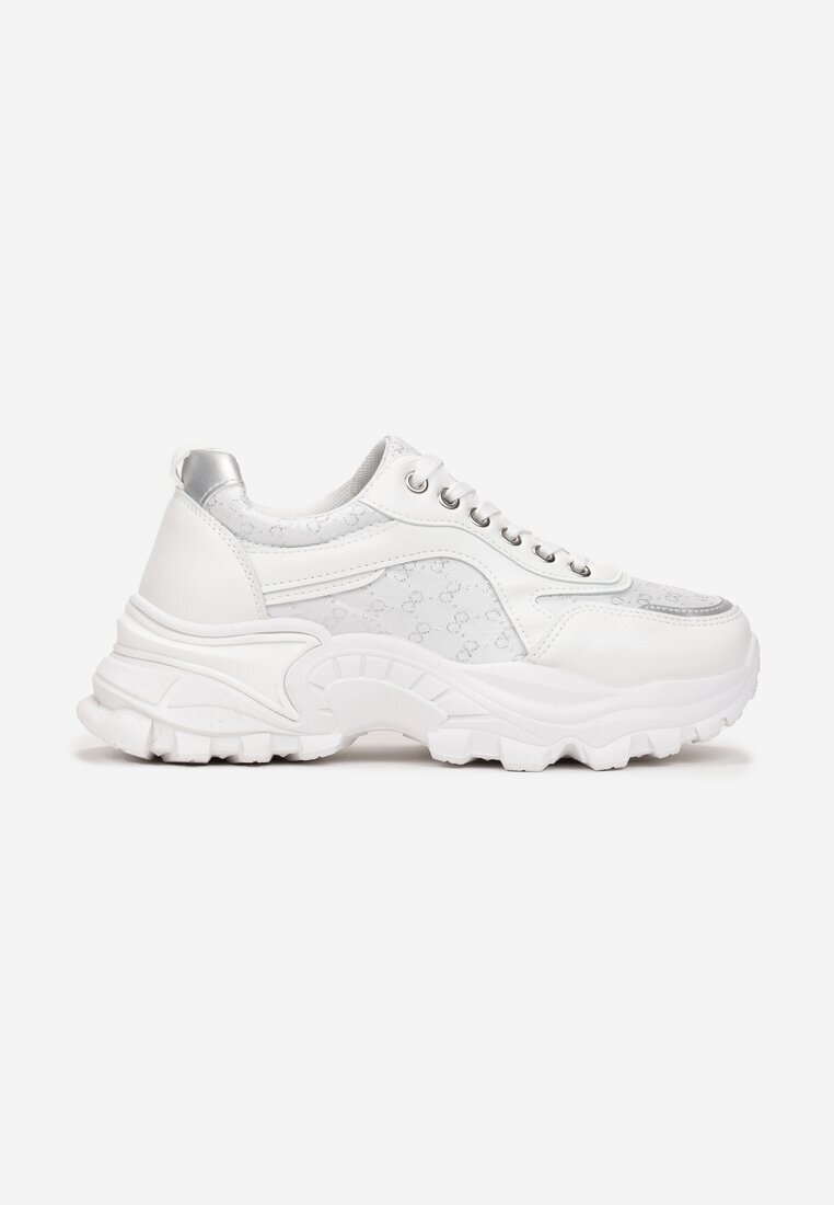  Adidași Albi cu Talpă Groasă cu Fir Metalic Adeteia