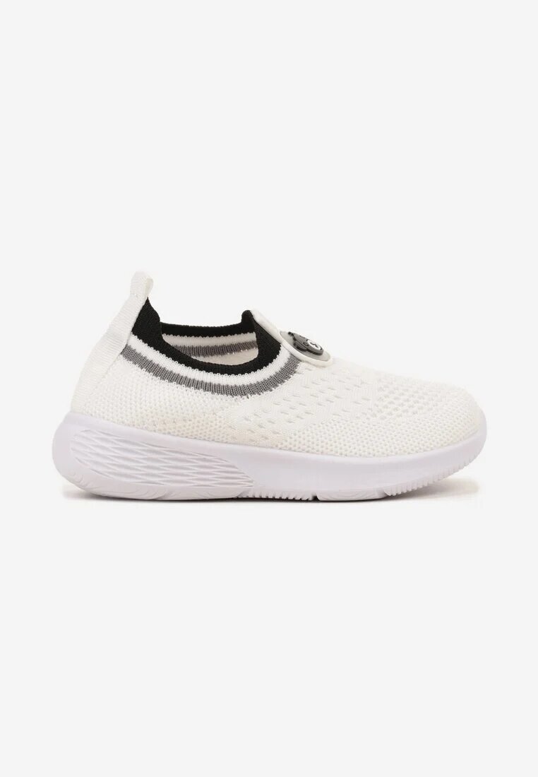 Adidași albi slip-on cu talpă plată cu aplicație decorativă Vloella