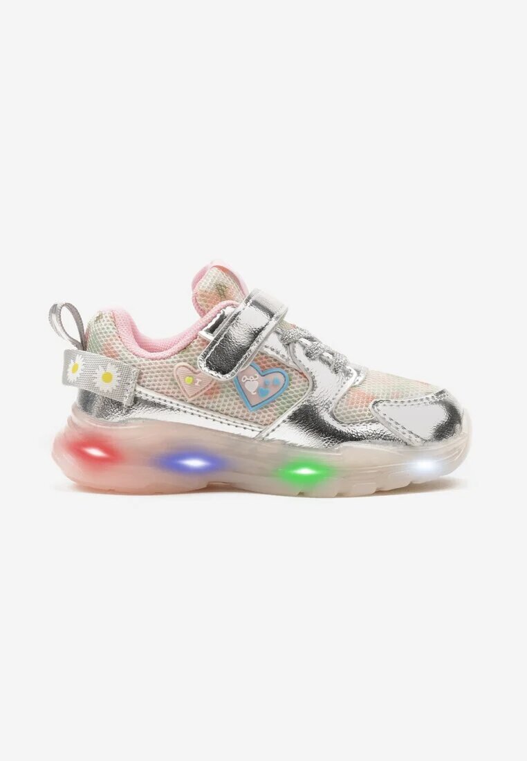  Adidași Argintii De designer cu Scai cu Talpă Luminoasă și Aplicații Drăguțe Eirce