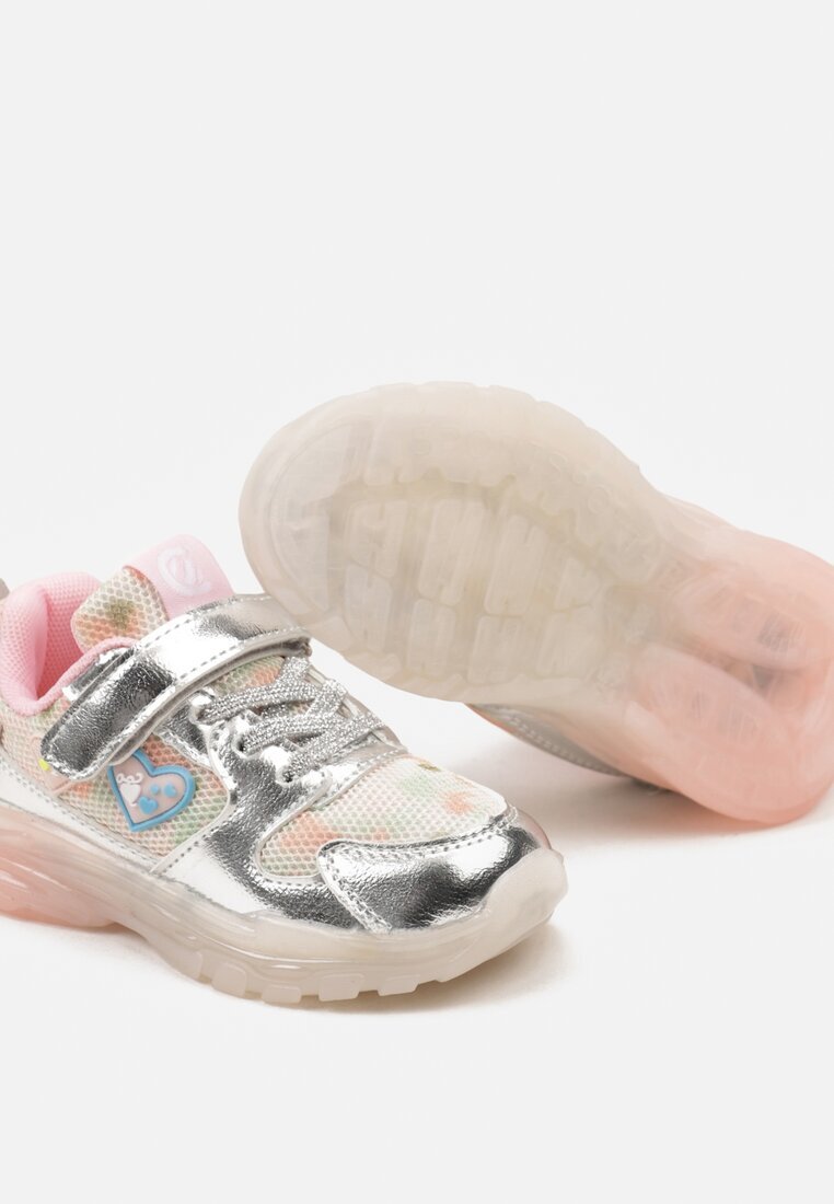  Adidași Argintii De designer cu Scai cu Talpă Luminoasă și Aplicații Drăguțe Eirce
