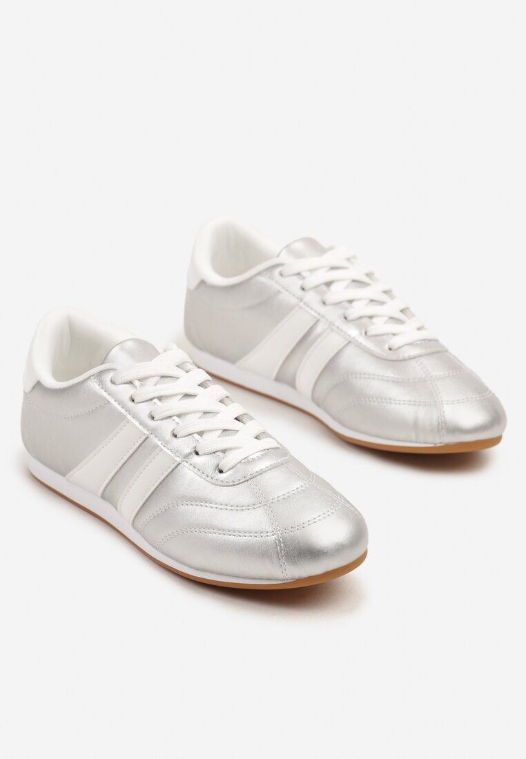  Adidași Argintiu-Alb Cu șireturi Stil tenis Liavessa