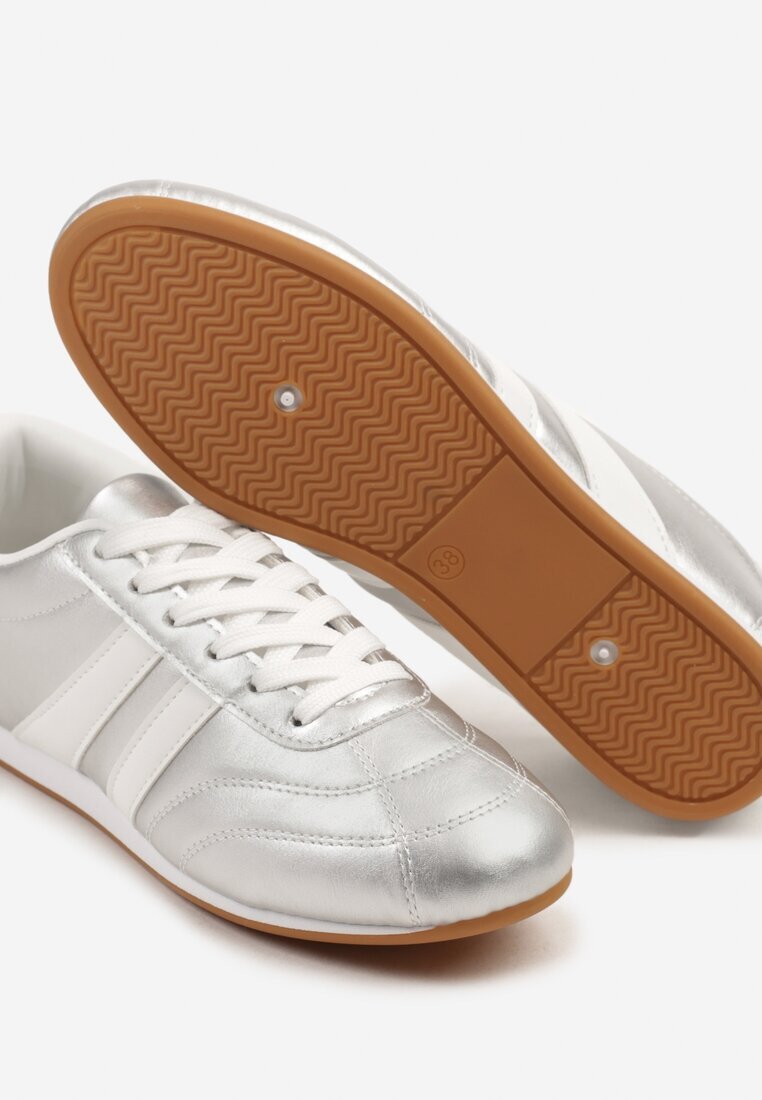  Adidași Argintiu-Alb Cu șireturi Stil tenis Liavessa