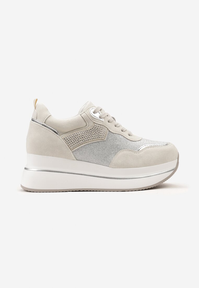  Adidași Bej cu Talpă Groasă cu Zirconii Decorative Alista