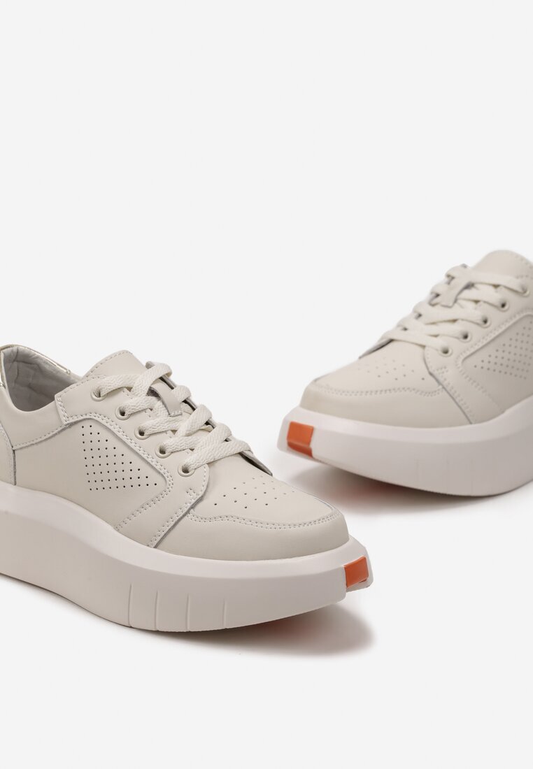  Adidași Bej Din piele până la gleznă pe talpă groasă Miealla