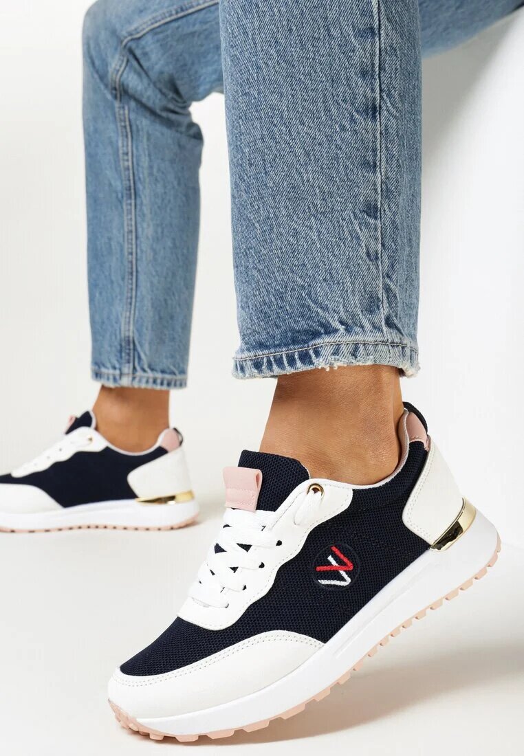  Adidași bleumarin cu inserții metalice și broderie fină