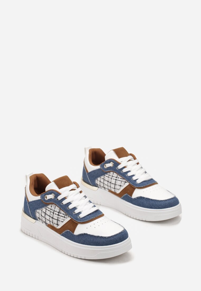  Adidași Bleumarin pe platformă joasă cu inserție din tweed Niman
